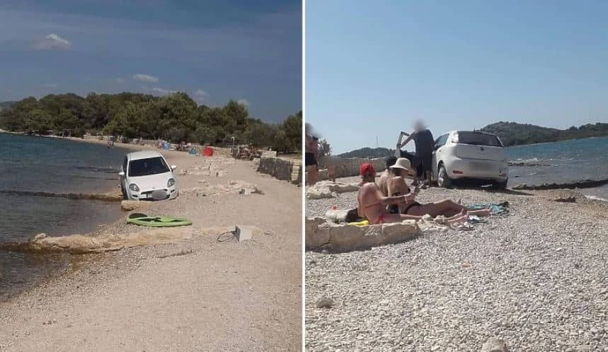 Prvi red do mora: Turista na Jadranu parkirao automobil skoro u plićaku