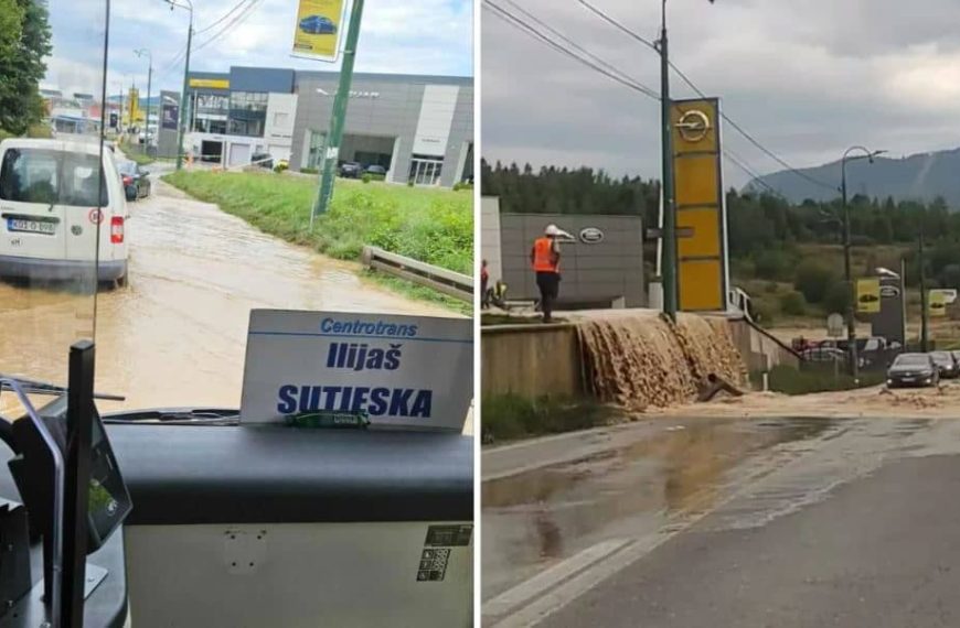 Haos u Sarajevu, saobraćajnica se našla pod vodom: Pogledajte snimak koji se pojavio, na Barama glavna vodovodna cijev pukla usljed radova