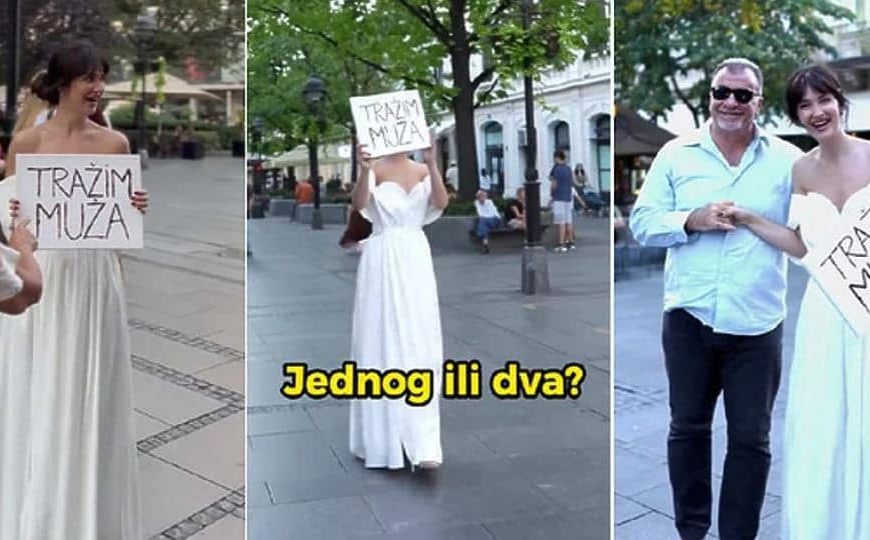 Djevojka iz BiH u Beogradu hodala s natpisom “Tražim muža”, reakcije prolaznika nasmijale mnoge