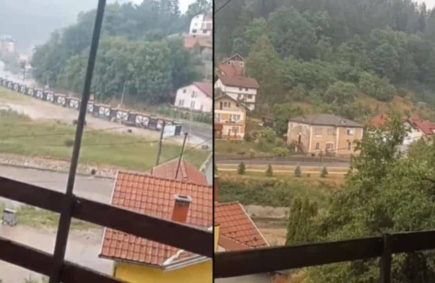 Grmi, sijeva, voda teče ulicama: Usred paklenih vrućina u BiH, snažno nevrijeme pogodilo je Olovo