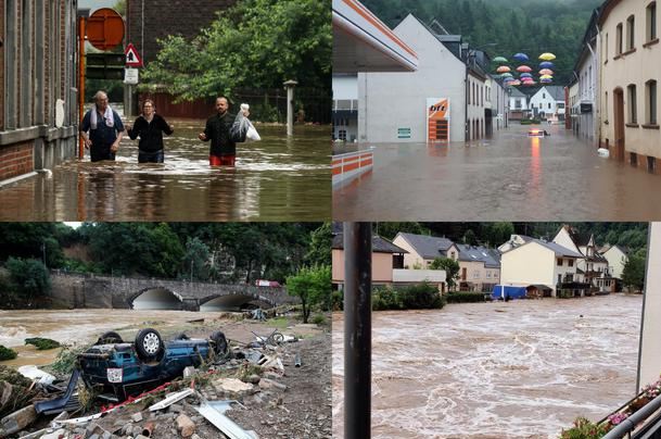 Šokantne fotografije razaranja u Njemačkoj i Belgiji prikazuju čitava sela pod vodom, a automobili su ostali zabijeni između srušenih zgrada i gomila krhotina